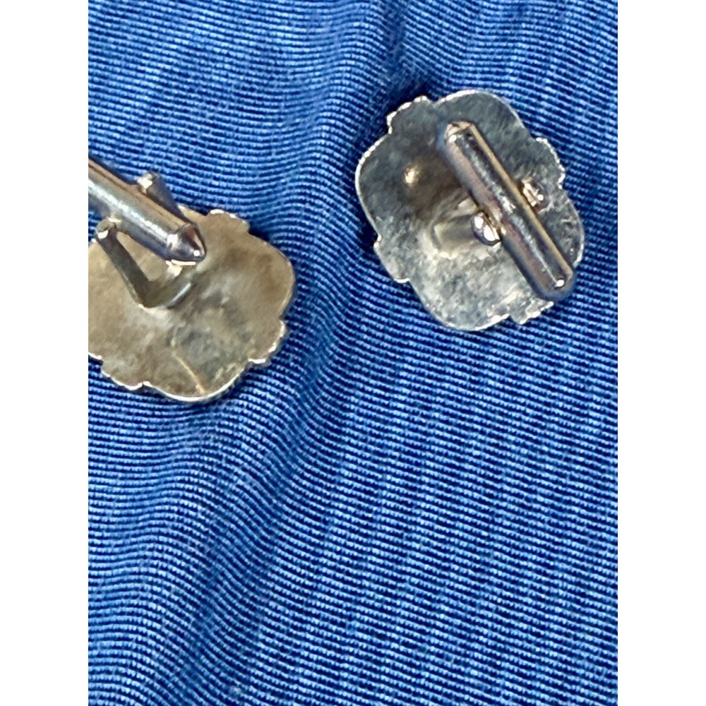 Vintage Silver Tone Red Stone Rhinestone Oval Cufflinks Mens Formal Accessory - Picture 5 of 6